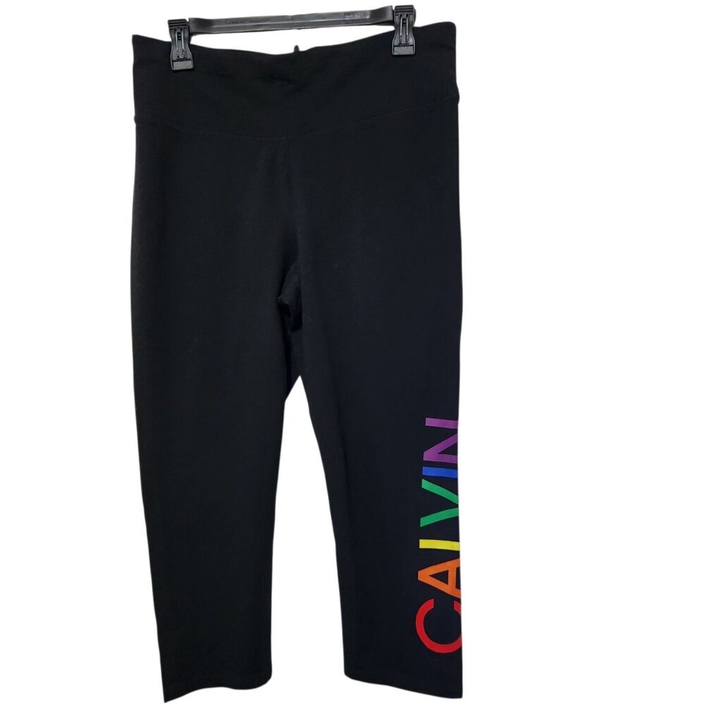 Calvin Klein Crop Leggings Size 1X Black Color Colorful Logo